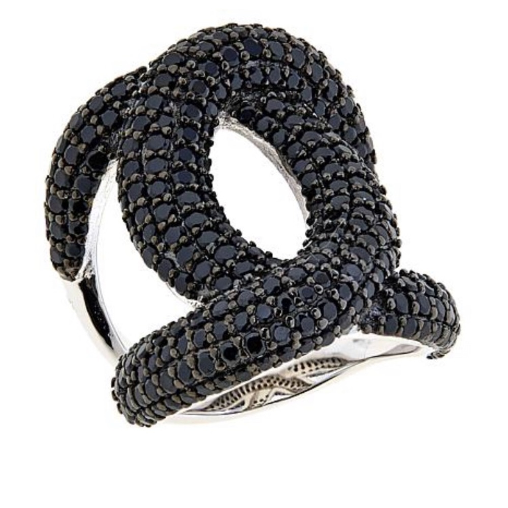 Sterling Silver Pave’ Black Spinel (Caviar ) Ring